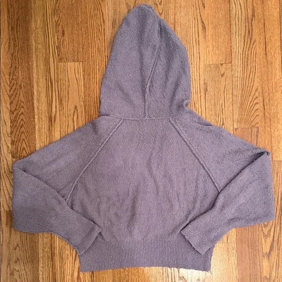 FREE PEOPLE Found My Friend Large Purple Slouchy Oversized Bouclé Hood Cardigan - Picture 9 of 13
